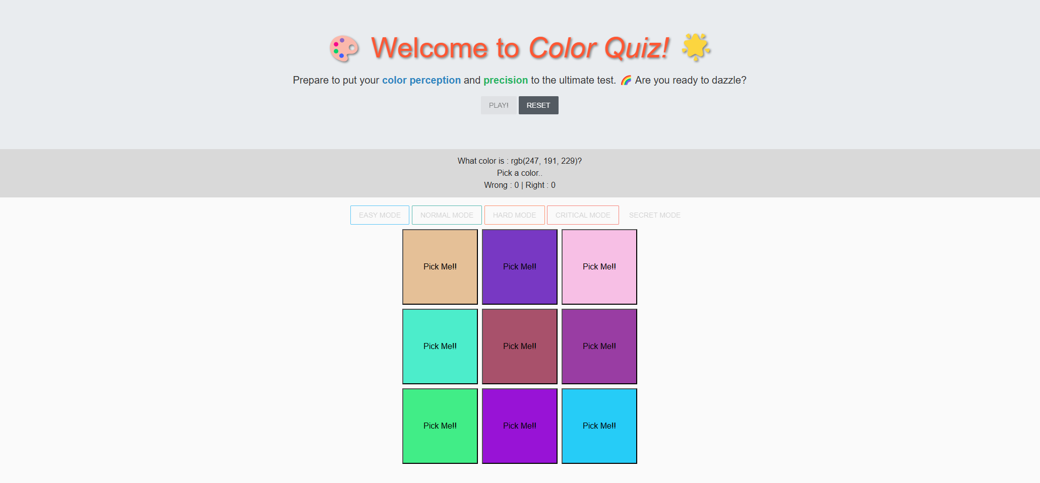 Color Quiz Game